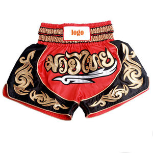 Logotipo personalizado Cordón Muay Thai Pantalones cortos Kickboxing Pantalones cortos de entrenamiento de boxeo Venta al por mayor BJJ Muay Thai Pantalones cortos con función de estiramiento - Product Image 1