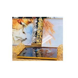 Vintage <b>Gold</b> <b>Mirror</b> Dessert <b>Tray</b> Floral Design Around <b>Mirror</b> <b>Tray</b> Custom Shape And Size At Affordable Price - Product Image 3