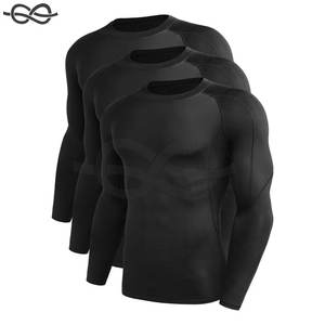Camisas de compresión para hombre Camisetas de entrenamiento para correr Camiseta atlética de manga larga Color negro Camiseta de gimnasio ajustada Entrenamiento Fitness - Product Image 1
