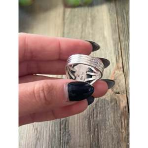 Rose Gold Plated Navajo <b>Ring</b> with Orange Opal Inlay and Sterling Silver - Product Image 5
