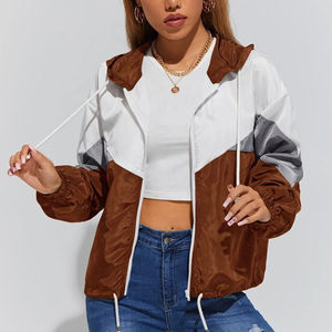 2026 Wholesale Custom Women's Color Block Windbreaker <b>Jacket</b> for Winter Breathable <b>Sheep</b> <b>Skin</b> Printed Linen Lining Knitted - Product Image 4