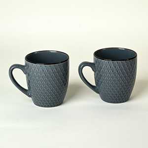 Ensemble de 2 tasses à café en céramique solide bleu ardoise fumé, minimalistes, compatibles lave-vaisselle et micro-ondes, cadeaux d'affaires de luxe pour les cadeaux - Product Image 3