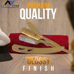 Navaja de Afeitar Profesional de Acero Inoxidable de Primera Calidad, Dorada, de Titanio, para Barbería - Product Image 6