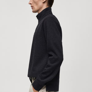 Suéteres de Invierno al por Mayor OEM, Cuello Redondo, Cierre de Media Cremallera, Tejido Grueso, 100% Algodón, Personalizables con Logotipo Bordado - Product Image 3