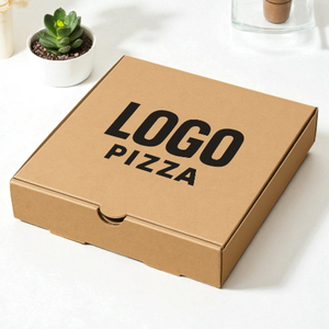 Nueva caja de pizza Kraft reciclable biodegradable respetuosa con el medio ambiente para el envasado de alimentos impresión personalizada seguro para microondas promocional - Product Image 4