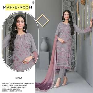 Salwar Kameez pakistanais de haute qualité en georgette avec broderie de sequins et travail de khatli, prêt à porter - Product Image 2