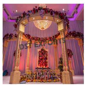 Exclusive Golden Carved Mandap For Telugu Weddings Grand South Indian Telugu Mandap Design Telugu Wedding Royal Golden Mandap - Product Image 5
