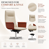 Chaise de bureau de direction en cuir PU, ergonomique, dossier haut, siège pivotant avec accoudoirs roulés, fournisseur OEM
