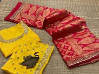 Broderie indienne de mariage et de fête, sarouel en soie tissé avec un travail lourd, sarouel rouge