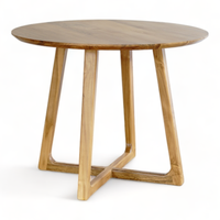 Table à manger ronde moderne de luxe en teck massif pour 4 personnes avec hauteur réglable pour la maison, le bar, le bureau à domicile, les hôtels et les entrées