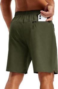 Men's Solid Olive Green Polyester/Cotton Canvas Quick Dry Drawstring <b>Shorts</b> Side Pockets Casual Workout Wear High Street Style - Product Image 2