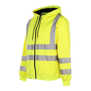 Hi Vis Visibilidad Seguridad Sudadera con capucha y cremallera Chaqueta DE TRABAJO Top Hi vis Sudadera con capucha - Product Image 5