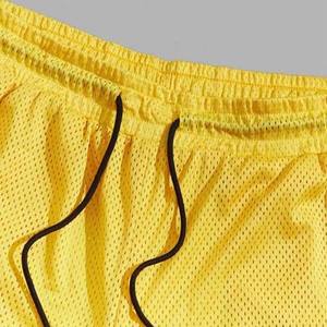 Pantalones cortos de malla con cinta de contraste para hombre, de marca personalizada, de alta calidad, con cordón para gimnasio, de verano, superventas - Product Image 3