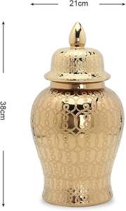 Multi-estilo clásico de lujo oro flor patrón Metal antiguo decoración aleación tarro hogar decorativo florero de La India - Product Image 3