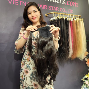 2025 superventas 100% extensiones de cabello humano virgen vietnamita cutícula completa coletas de alta calidad modelo de cuerpo Wave Curl Remy - Product Image 1