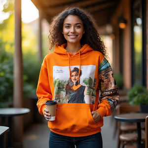 Sudadera con capucha estampada con gráfico de peso pesado para mujer, ropa deportiva holgada, Sudadera con capucha de sublimación para mujer de invierno - Product Image 3