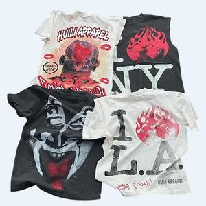 YSJY t-shirt personnalisé impression Hip Hop Vintage chemises t-shirt surdimensionné hommes coton lourd gris lavage à l'acide t-shirt - Product Image 2