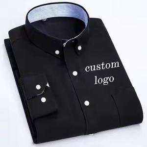 Camisas de vestir para hombre de alta calidad, camisas de vestir formales de manga larga para hombre, camisa de vestir elástica de Color sólido para hombre - Product Image 1