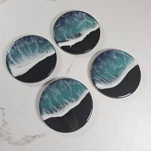 Posavasos de Resina de Madera Clásica Duradera de Alta Calidad, Posavasos de Resina Epoxi de Madera Maciza para Bebidas Calientes/Frías, Protección de Mesa - Product Image 5