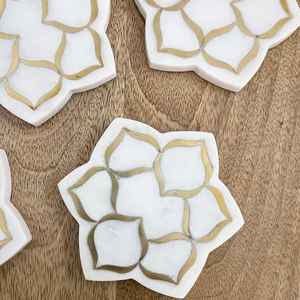 High Quality Bestseller Marble <b>Ceramic</b> <b>Coaster</b> Set with Brass Inlay Elegant Modern Art Style Premium Mats & Pads - Product Image 3