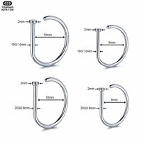 Anneau de nez en titane ASTM F136 20G en forme de D, fausse boucle de nez sans perçage, clip pour narine, bijoux de corps style punk, vente en gros