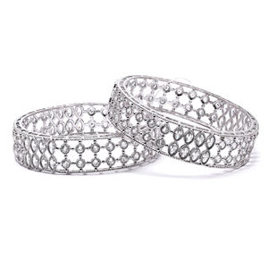Modern Luxury Silver Plated Reverse AD Bangles <b>Set</b> Fashion Bracelets for Weddings <b>Indian</b> Brass JEWELRY - Product Image 2
