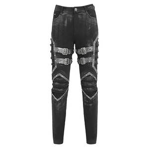 Pantalones Ajustados Negros de Moda para Hombre, Estilo Gótico Punk, con Tachuelas y Correa de Hebilla, 2026 - Product Image 3