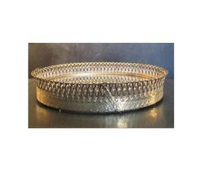 Bandeja de servicio de metal con acabado martillado plateada, vajilla de forma redonda, bandeja de servicio de acero inoxidable elegante moderna - Product Image 5