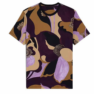 2025 hommes coupe ajustée pleine impression coton T-Shirt respirant à manches courtes été Streetwear haut décontracté à la mode pour porter - Product Image 1