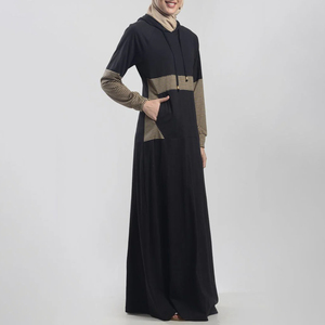 Femmes Modeste Style LM013 Ironfree Chiffon À Capuche Abaya Hijab Mignon Musulman pour Attaché Écharpe Poches Robe - Product Image 4