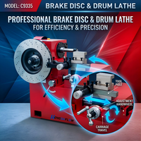 Machine à tournage de freins Premium C9335, diamètre de traitement 180-350 mm, horizontale, pour découpe de disques et tambours de frein de voiture, 220V, usage léger pour garage