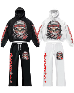 Survêtement personnalisé en coton délavé à l'acide Ensemble de vêtements de sport en deux pièces pour hommes et femmes vente en gros - Product Image 3