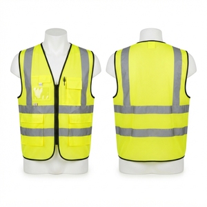 เสื้อกั๊กนิรภัยสะท้อนแสงแบบกำหนดโลโก้ได้ ความหนาแน่นสูง 280 GSM โพลีเอสเตอร์ สีเหลืองดำ ขอบตัดสีดำ ได้รับการรับรองมาตรฐาน CE - Product Image 3