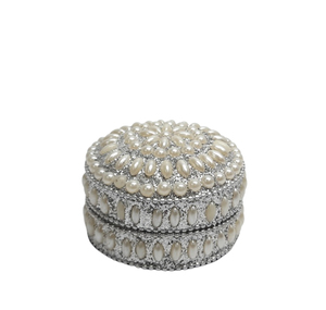 Caja redonda de aluminio y metal al por mayor con piedra blanca color blanco cajas de metal de nuevo estilo y caja de joyería a granel - Product Image 5