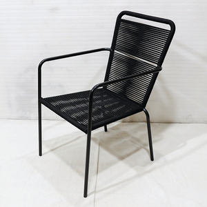 Artex Dong เก้าอี้ทอด้วยเชือกสีดำทนทานมีโครงเหล็กแข็งแรงดีไซน์ทันสมัยสำหรับสวนลานและห้องนั่งเล่น - Product Image 2