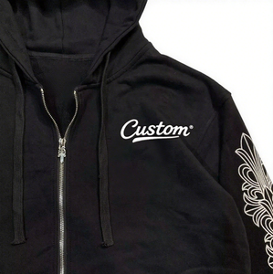 Sweat à capuche unisexe 100 % coton French Terry, logo personnalisé imprimé à l'écran sur le devant, coupe classique, poids lourd 450g, fermeture éclair, anti-rétrécissement - Product Image 1