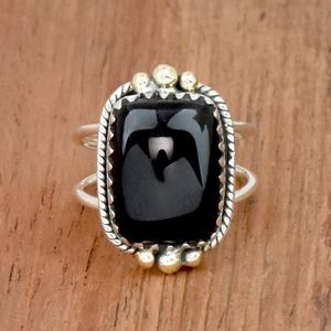 Bague Onyx noir 925 en argent Sterling fait à la main bague en pierres précieuses déclaration filigrane bague concepteur bohème bijoux cadeau pour elle - Product Image 1