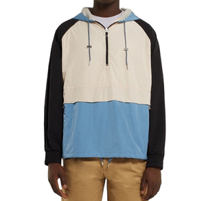 Chaqueta cortavientos con media cremallera personalizada, ropa deportiva ligera para hombre, al por mayor, con capucha, colores contrastantes para uso en exteriores - Product Image 1