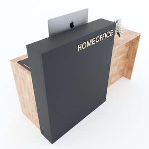 Mostrador de Recepción Minimalista de 160x62x105cm con Cajones, Madera de Caucho Natural Resistente BLT68011 para Hoteles, Gimnasios y Escuelas - Product Image 1