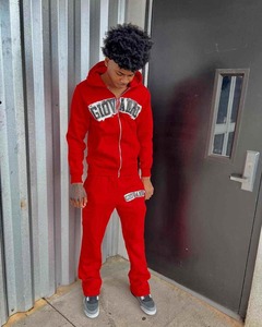 Conjunto Deportivo Personalizado de Alta Calidad Unisex, Pantalones Deportivos Ajustados, Sudadera con Cierre y Capucha, Pantalones Deportivos Anchos para Hombre - Product Image 1