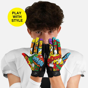 Guantes de Fútbol Americano con Palma Adhesiva, Guantes de Receptor Personalizados al por Mayor, Guantes de Fútbol de Calidad Superior y Cómodos, Proveedor de Guantes para Liniero - Product Image 1