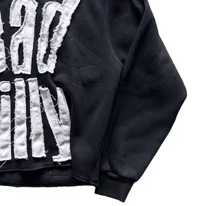 Stitchmode Manufacturer Heavyweight Vintage Distressed Acid Wash Thermal Hoodie Blank Streetwear Cropped Hoodie <b>Men</b> - Product Image 3