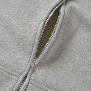 เสื้อมีฮู้ดซิปวินเทจของผู้ชายผ้าฟลีซโอเวอร์ไซส์ผ้าฝ้าย100% โลโก้ออกแบบได้ตามต้องการเป็นมิตรต่อสิ่งแวดล้อมระบายอากาศกันลม - Product Image 4
