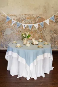 <span class=keywords><strong>Di</strong></span> alta qualità stile francese elegante tessuto pieghettato comodo Multi-colore decorazione <span class=keywords><strong>di</strong></span> nozze il bianco doppio volant tovaglia <span class=keywords><strong>di</strong></span> <span class=keywords><strong>lino</strong></span> - Product Image 5