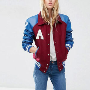 Women's Winter Custom Logo Printed Breathable Cotton High Quality Varsity <b>Jacket</b> - Product Image 6
