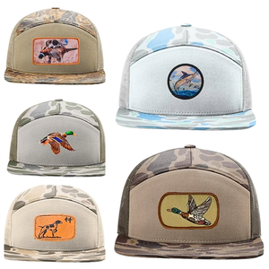 Casquette de camouflage en coton 168 Ri à 7 panneaux, structurée, avec logo brodé personnalisé, style snapback, pour la chasse, en maille, type trucker, pour l'extérieur, ODM OEM personnalisable - Product Image 2