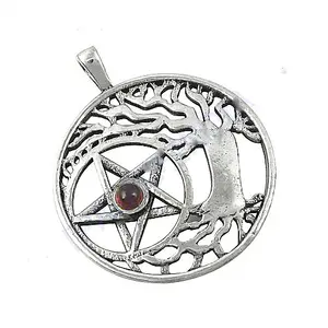 Colgante de Plata 925 con Baño de Oro Rosa y Rodio, Diseño de Árbol de la Vida y Pentáculo - Joyería Religiosa - Product Image 1