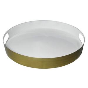 Plateau de service personnalisé moderne de qualité supérieure en métal plaqué or avec poignée en poudre noire émaillée pour la cuisine à domicile - Product Image 2