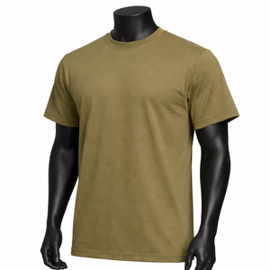Camiseta Casual Verde Oliva para Hombre Wellprove, Cuello Redondo, Manga Corta, Lisa, 100% Algodón, Corte Holgado, Color Sólido, Transpirable - Product Image 2