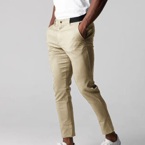 Pantalon de haute qualité personnalisé de haute qualité pour hommes, coupe ajustée, extensible, en nylon, coton, sergé zippé, pantalon de golf chic et formel pour hommes - Product Image 3